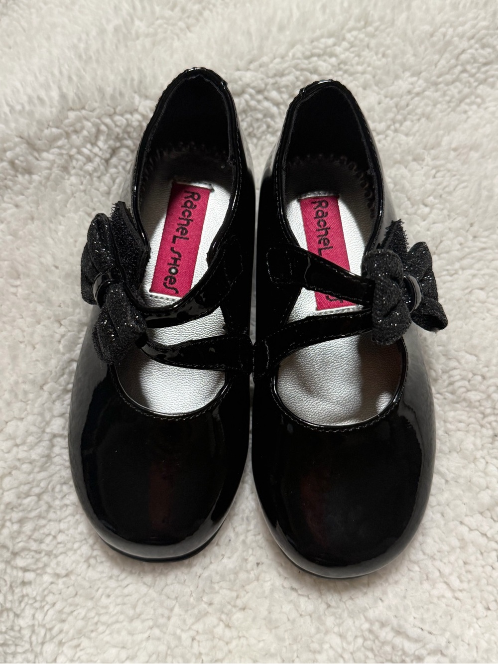 Rachel Shoes Girls' Black Patent Mary Janes with Bow size 8